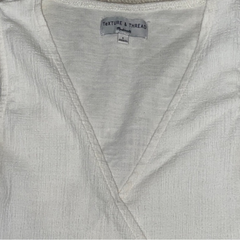 Madewell Texture & Thread Cream V-Neck Top